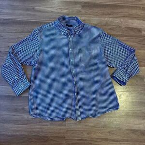 Club Room Regular Fit Purple Plaid Button Up Collard Shirt | Mens 18. 34/35